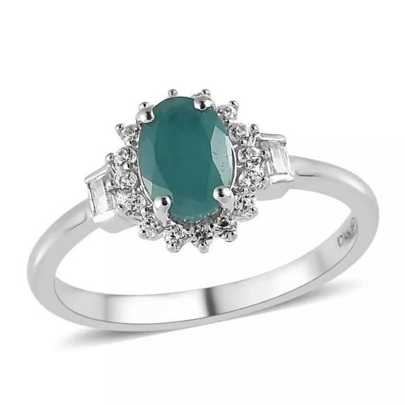 NWT Rare Grandidierite halo ring and Pendant set Size 5 - Picture 2 of 4